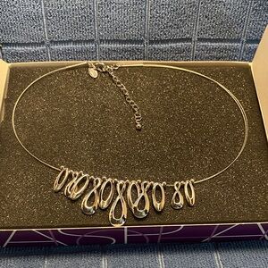 Elegant Silver Lia Sophia Interlope Necklace with Teardrop Accents